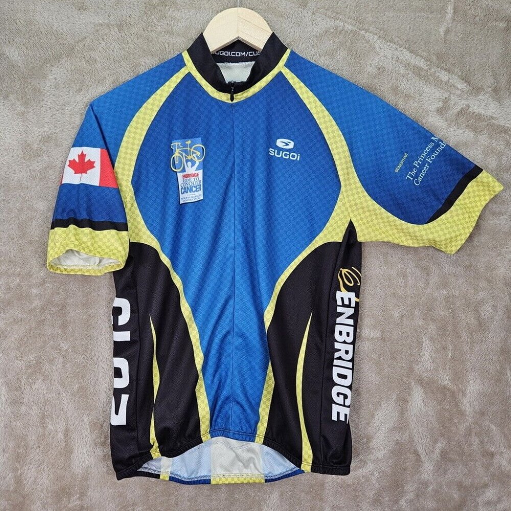 Sugoi Cycling Jersey Full Zip Ride to Conquer Cancer Charity Pocket Mens Sz S